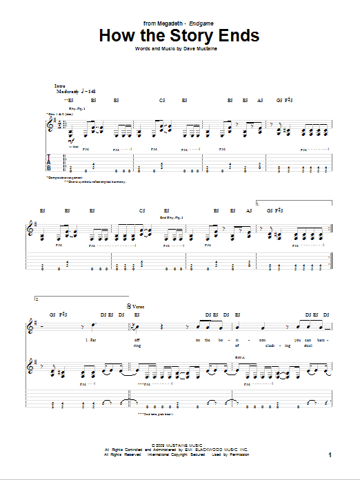 Megadeth How The Story Ends sheet music notes and chords arranged for Guitar Tab