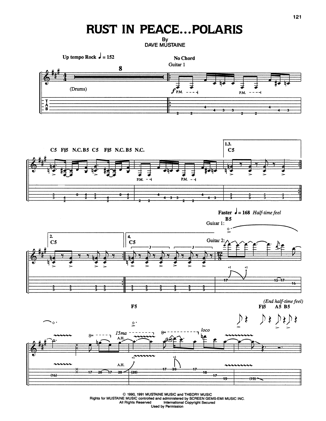 Megadeth Rust In Peace...Polaris sheet music notes and chords arranged for Guitar Tab