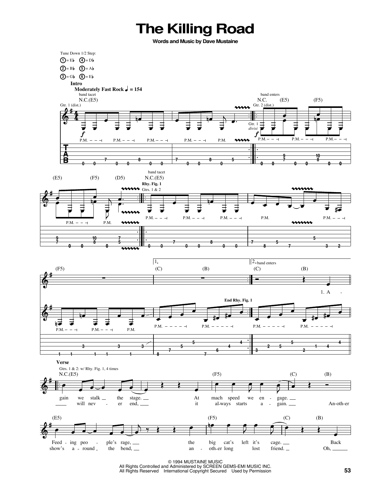 Megadeth The Killing Road sheet music notes and chords arranged for Guitar Tab