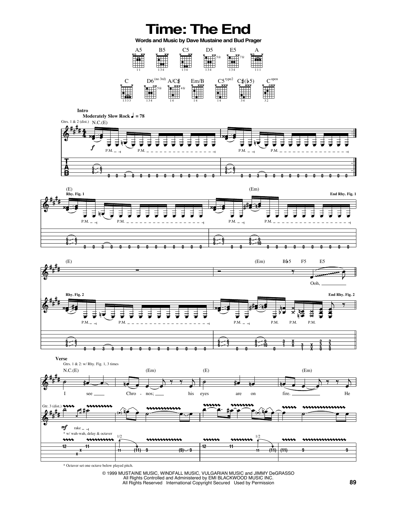 Megadeth Time: The End sheet music notes and chords arranged for Guitar Tab