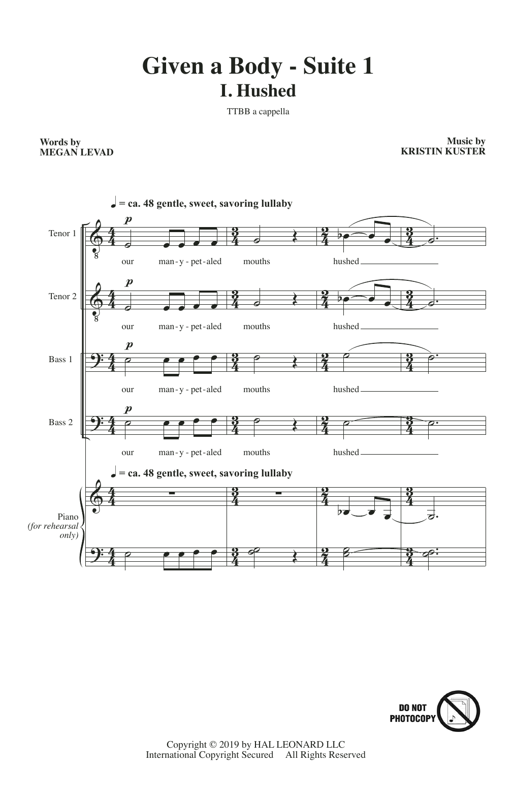 Megan Levad & Kristin Kuster Given A Body: Suite 1 sheet music notes and chords arranged for TTBB Choir