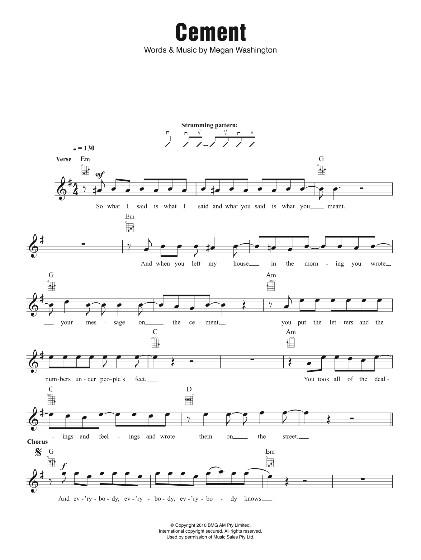 Washington Cement sheet music notes and chords arranged for Ukulele