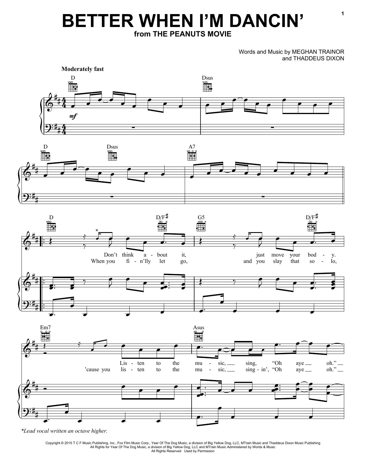 Meghan Trainor Better When I'm Dancin' sheet music notes and chords arranged for Very Easy Piano
