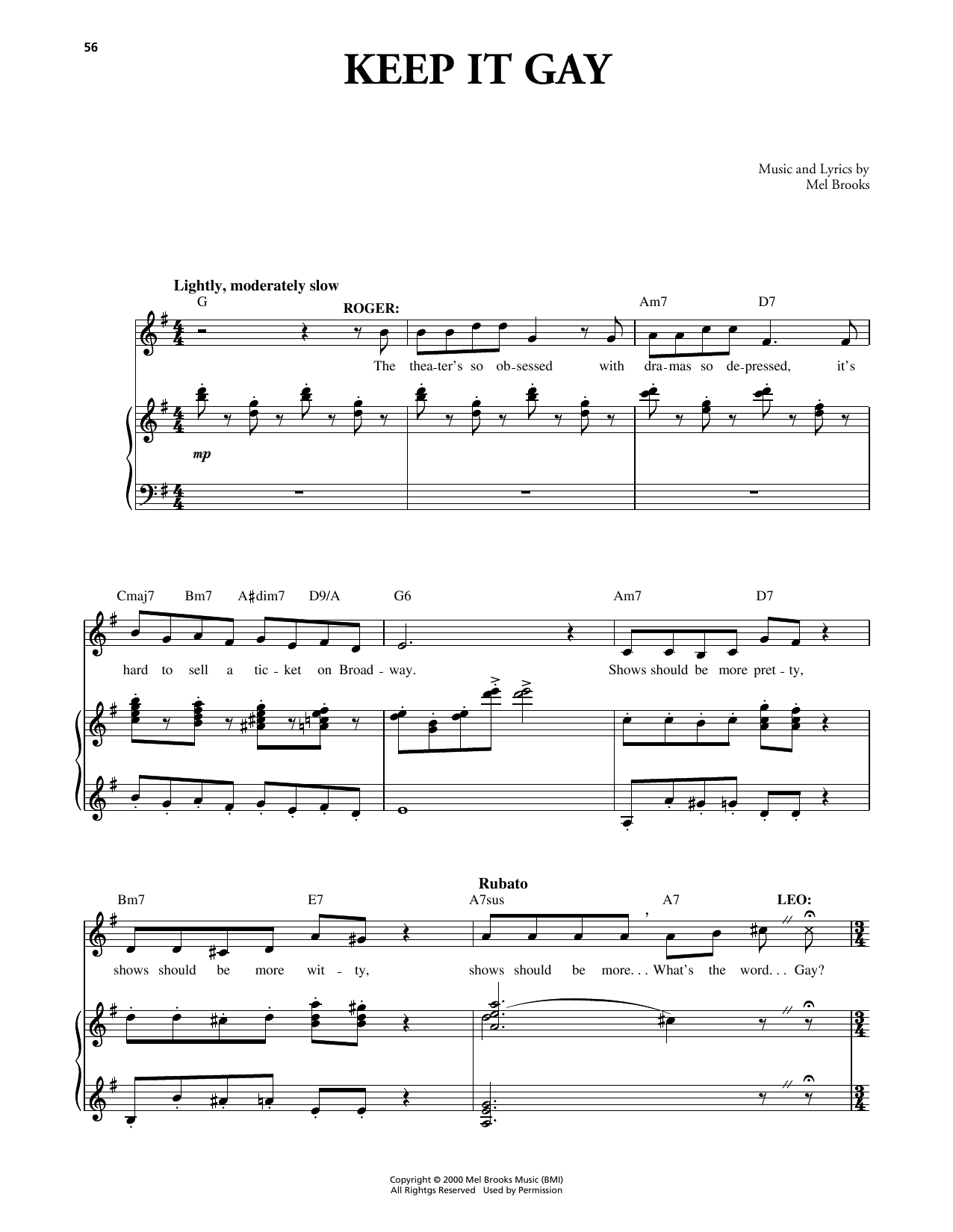 Mel Brooks Keep It Gay (from The Producers) sheet music notes and chords arranged for Piano & Vocal