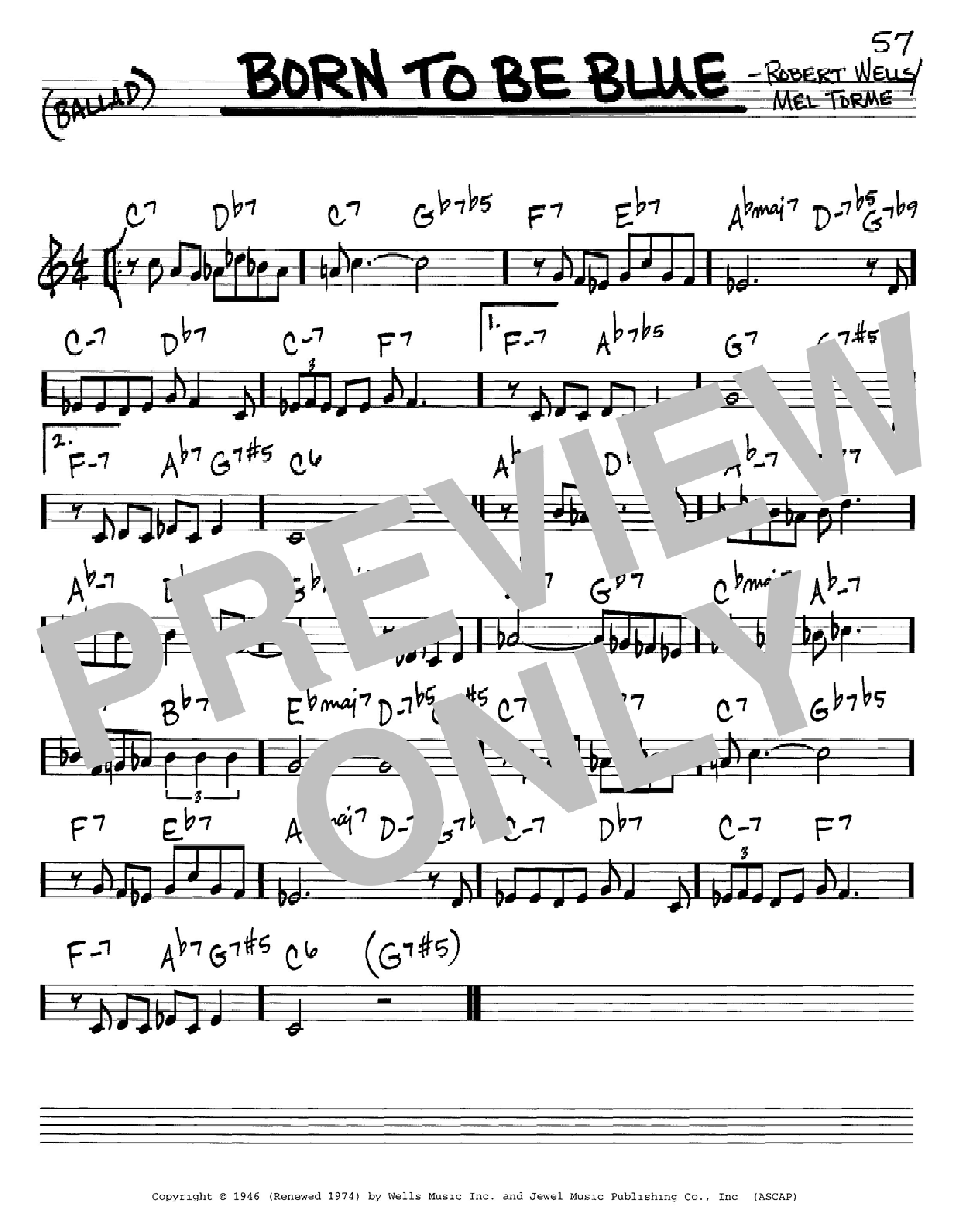 Mel Torme Born To Be Blue sheet music notes and chords arranged for Real Book – Melody & Chords – C Instruments