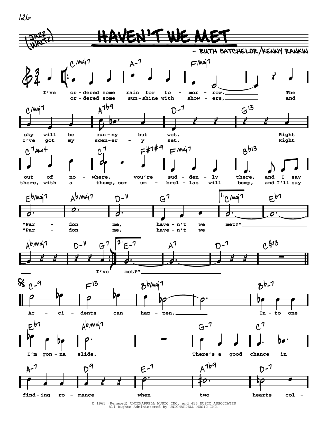 Mel Torme Haven't We Met (High Voice) sheet music notes and chords arranged for Real Book – Melody, Lyrics & Chords