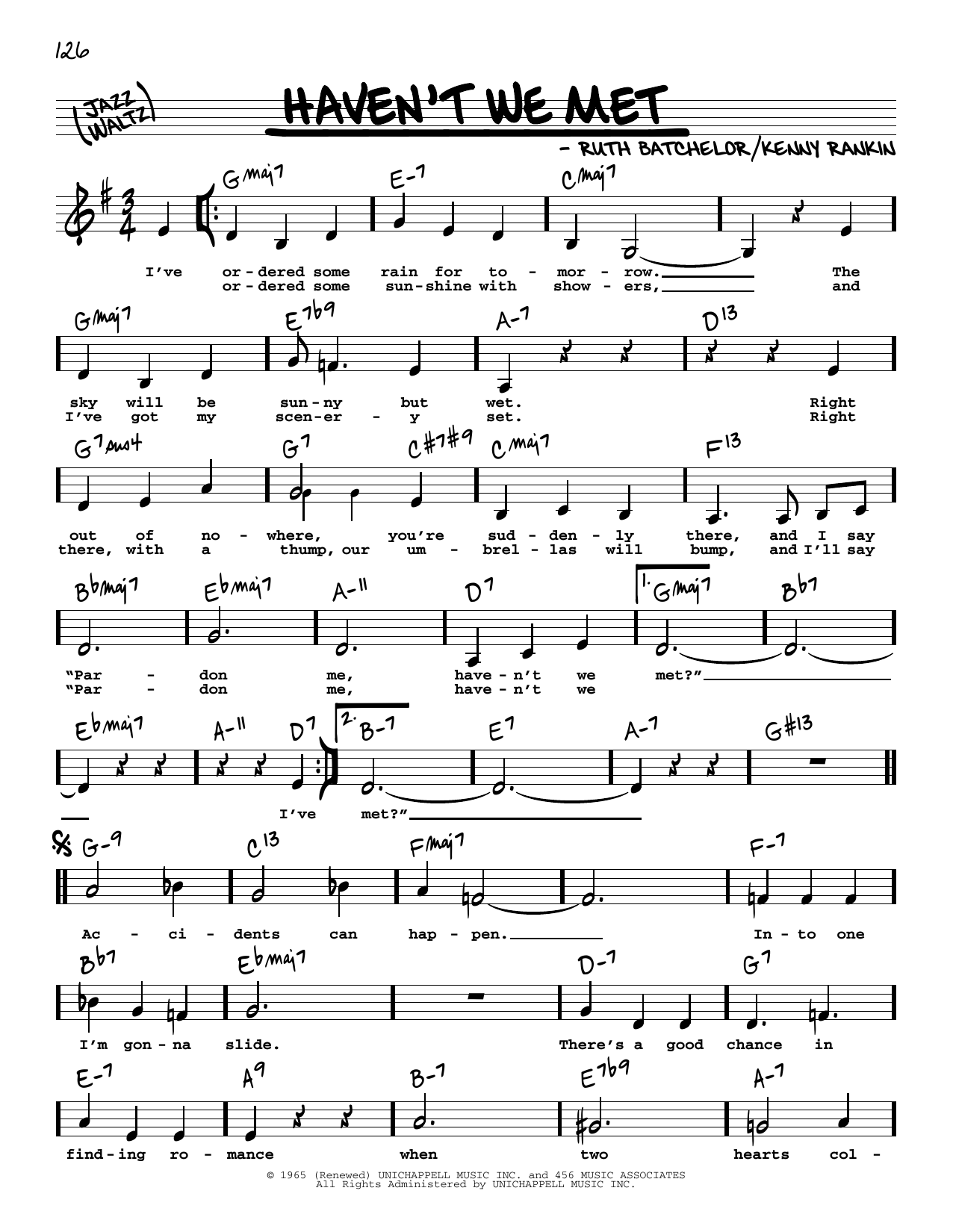 Mel Torme Haven't We Met (Low Voice) sheet music notes and chords arranged for Real Book – Melody, Lyrics & Chords
