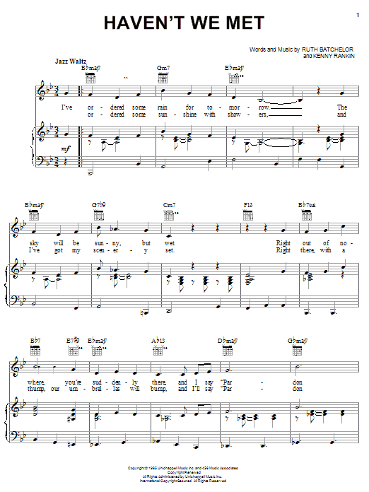Mel Torme Haven't We Met sheet music notes and chords arranged for Piano, Vocal & Guitar Chords (Right-Hand Melody)