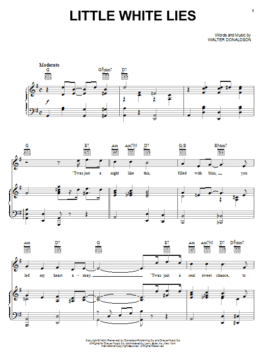 Mel Torme Little White Lies sheet music notes and chords arranged for Piano, Vocal & Guitar Chords (Right-Hand Melody)
