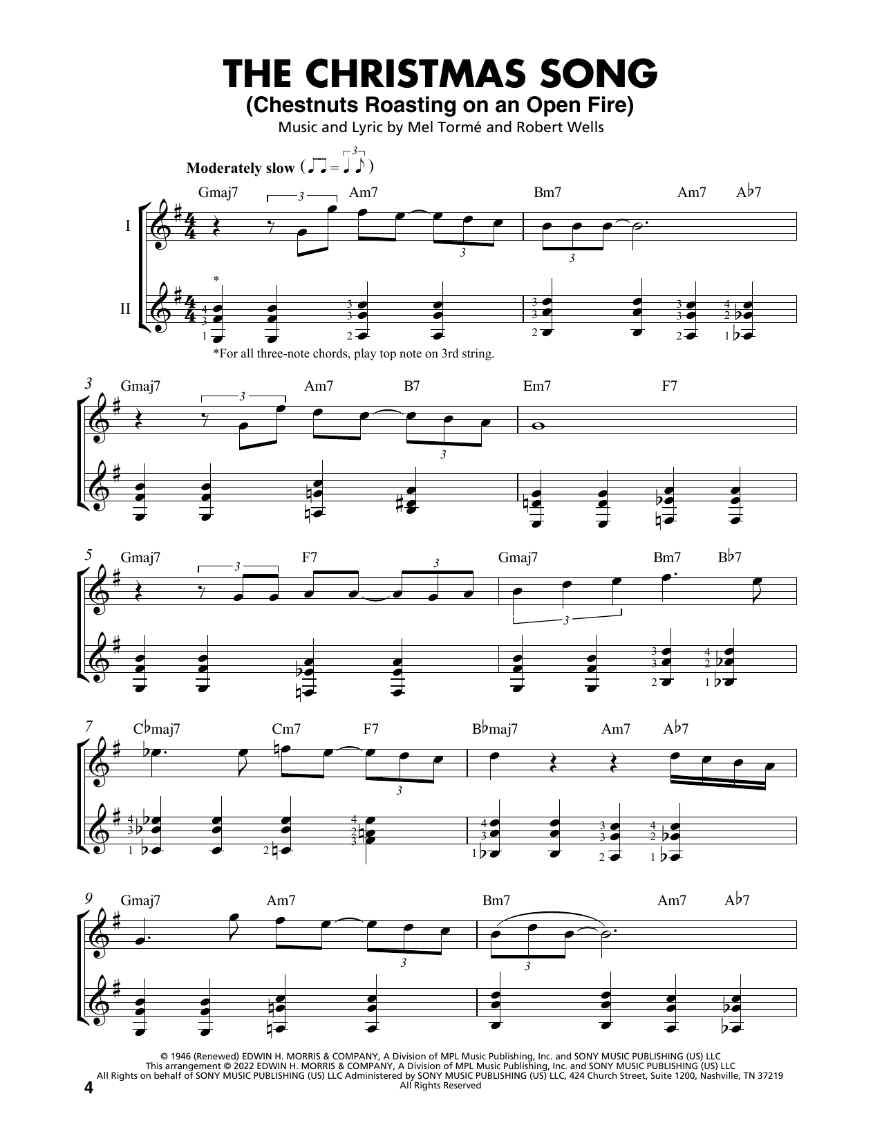 Mel Torme The Christmas Song (Chestnuts Roasting On An Open Fire) (arr. Mark Phillips) sheet music notes and chords arranged for Easy Guitar Tab