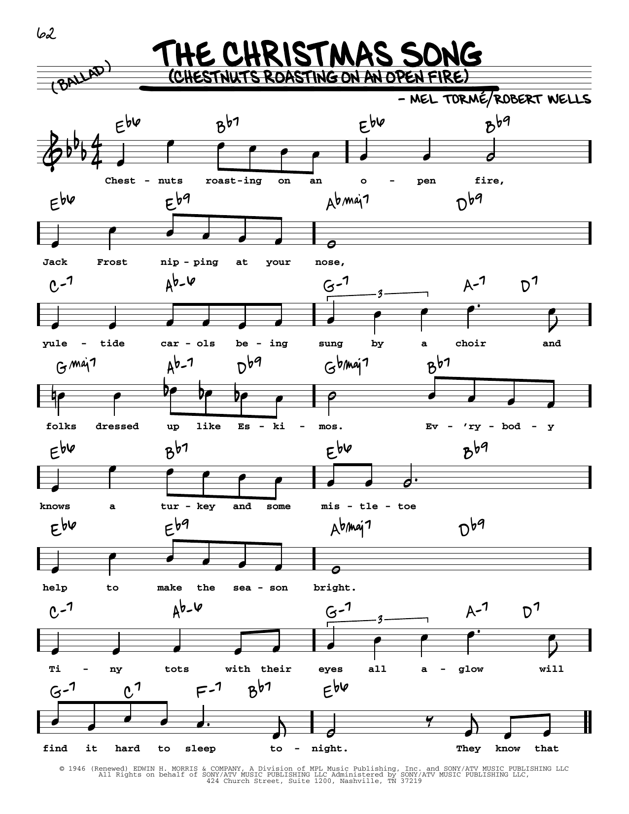 Mel Torme The Christmas Song (Chestnuts Roasting On An Open Fire) (High Voice) sheet music notes and chords arranged for Real Book – Melody, Lyrics & Chords