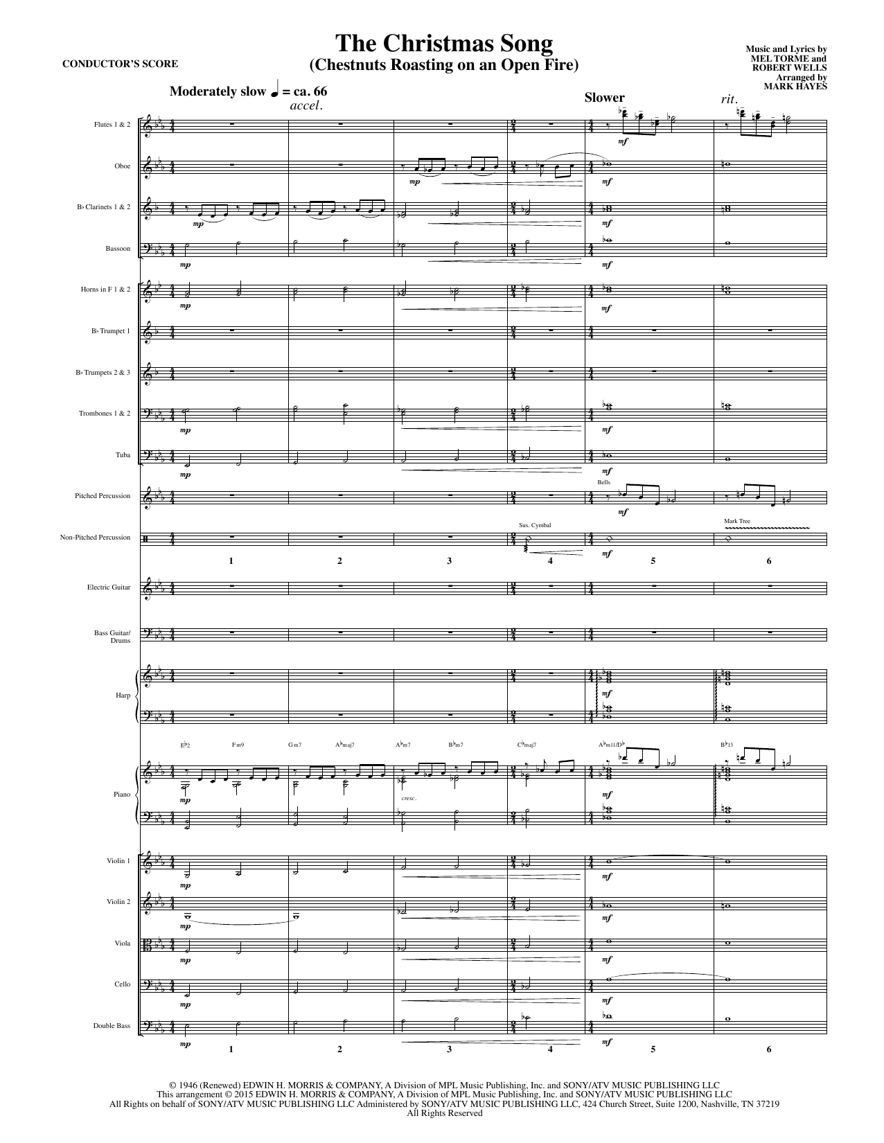Mel Torme The Christmas Song (Chestnuts Roasting On An Open Fire) - Conductor Score (Full Score) sheet music notes and chords. Download Printable PDF.