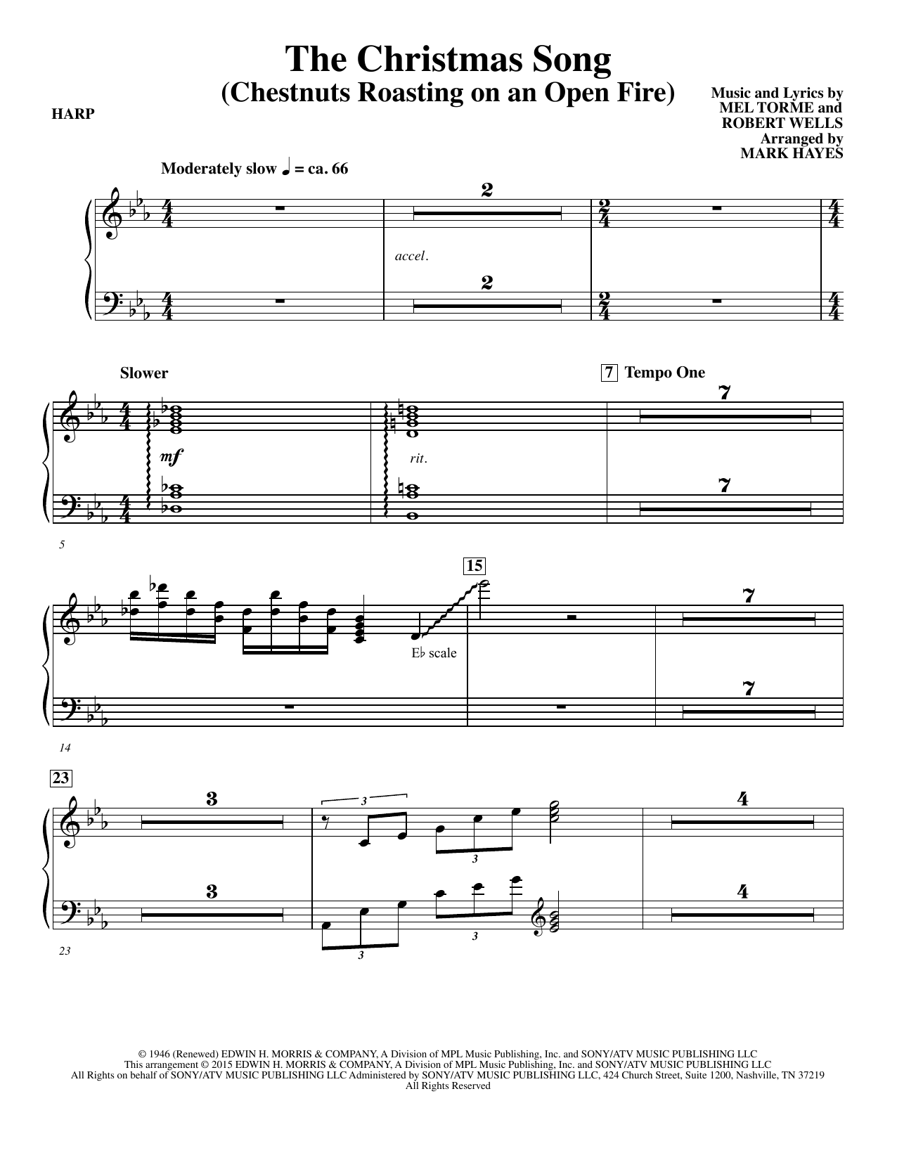 Mel Torme The Christmas Song (Chestnuts Roasting On An Open Fire) - Harp sheet music notes and chords. Download Printable PDF.