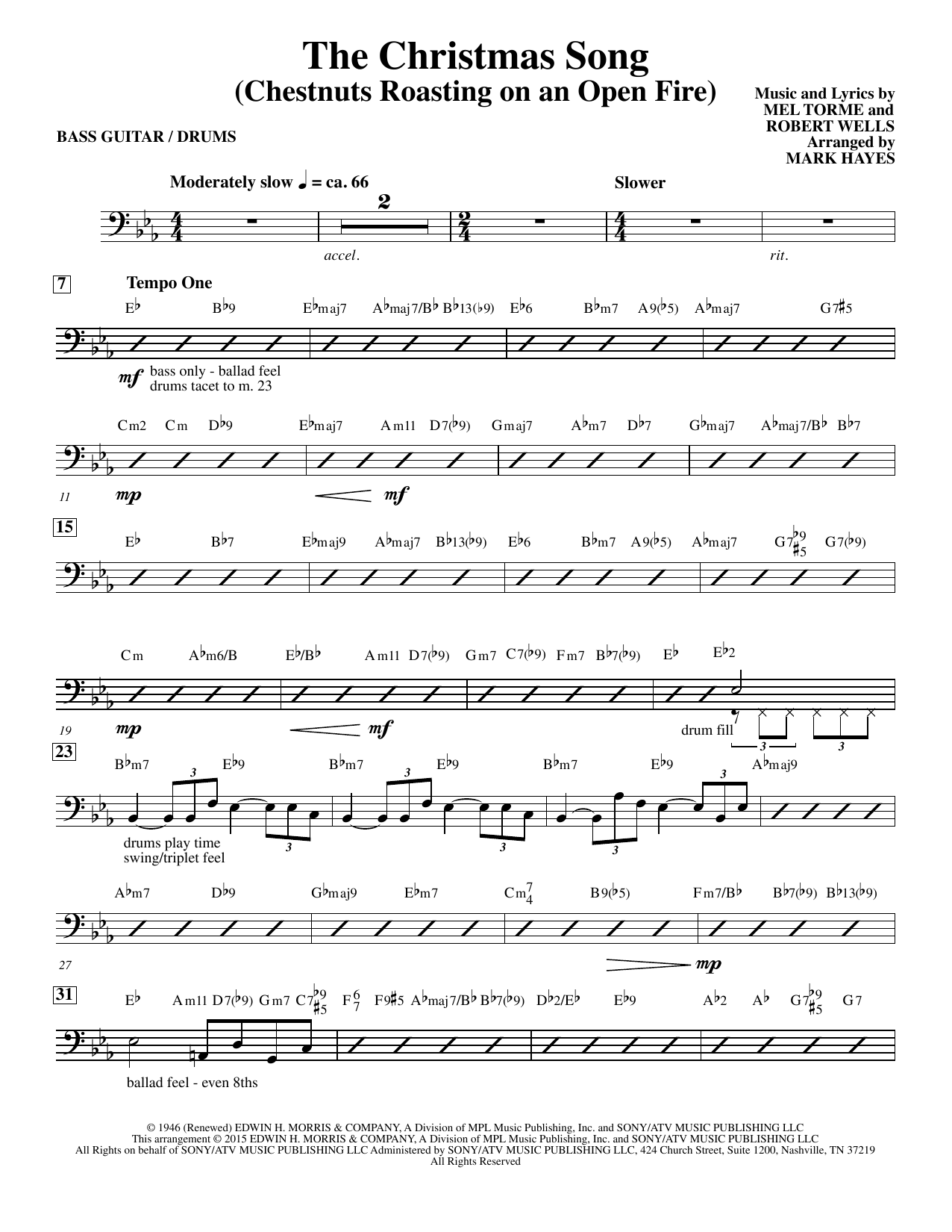 Mel Torme The Christmas Song (Chestnuts Roasting On An Open Fire) - Rhythm sheet music notes and chords. Download Printable PDF.