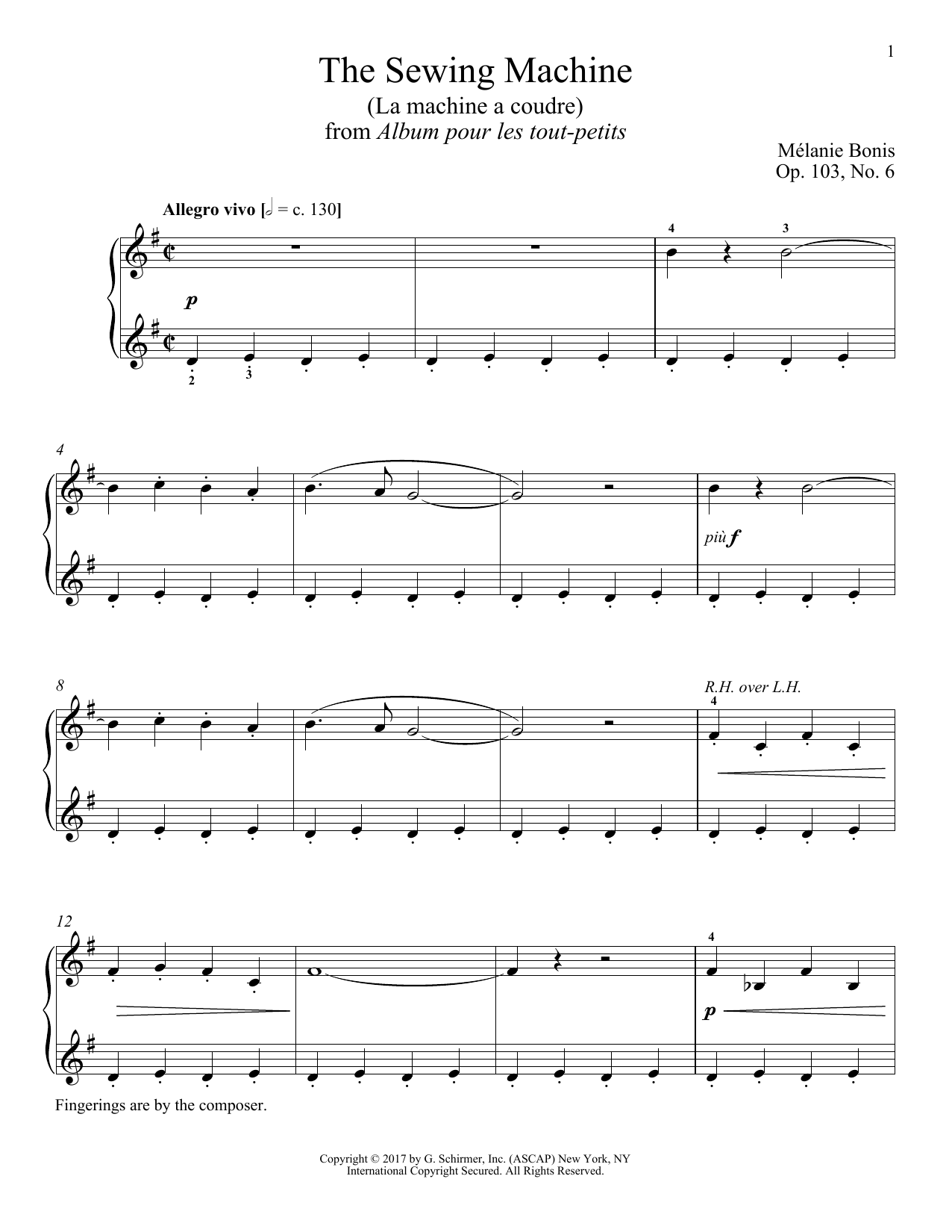 Melanie Bonis The Sewing Machine (La machine a courde) sheet music notes and chords arranged for Piano Solo