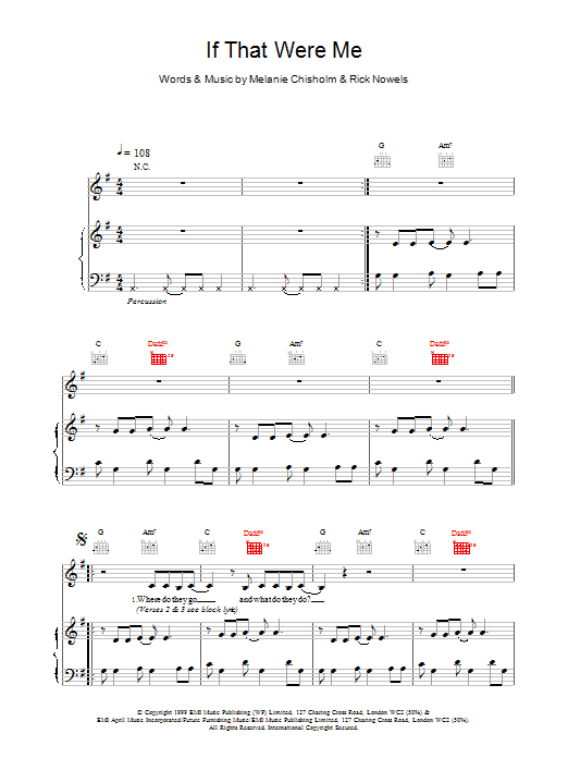 Melanie C If That Were Me sheet music notes and chords arranged for Piano, Vocal & Guitar Chords