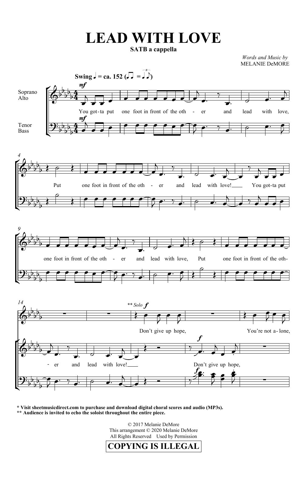 Melanie DeMore Lead With Love sheet music notes and chords arranged for SATB Choir