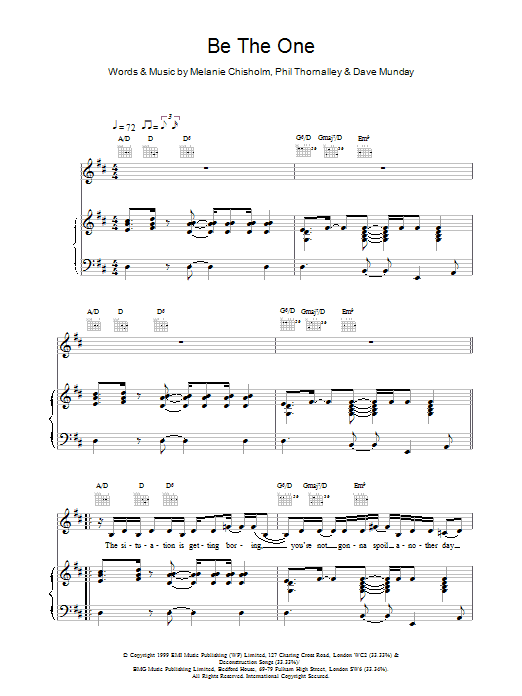 Melanie C Be The One sheet music notes and chords arranged for Piano, Vocal & Guitar Chords