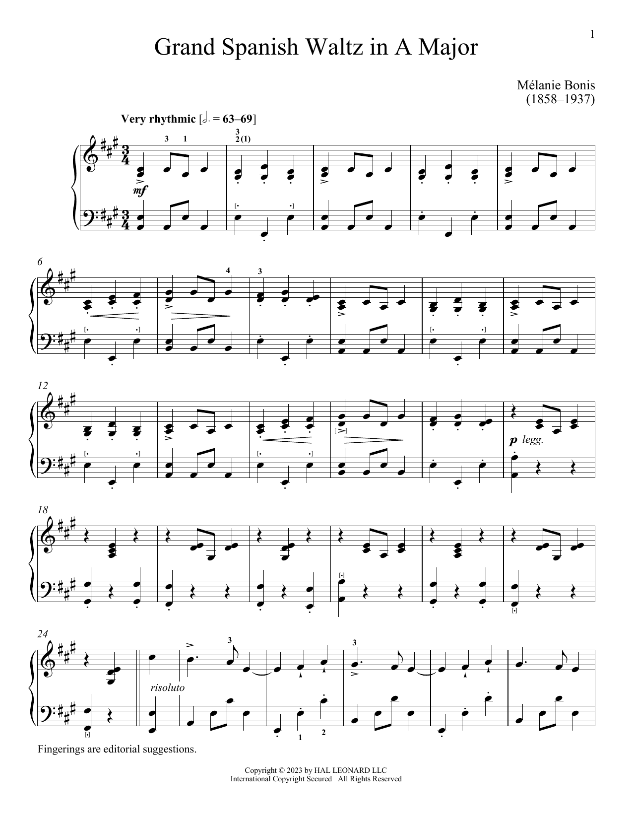 Melanis Bonis The Bohemians sheet music notes and chords arranged for Piano Solo
