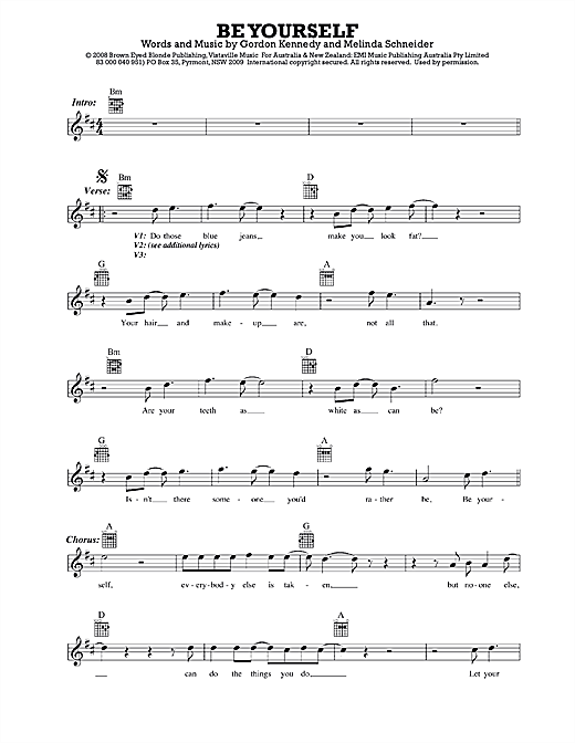 Melinda Schneider Be Yourself sheet music notes and chords arranged for Lead Sheet / Fake Book