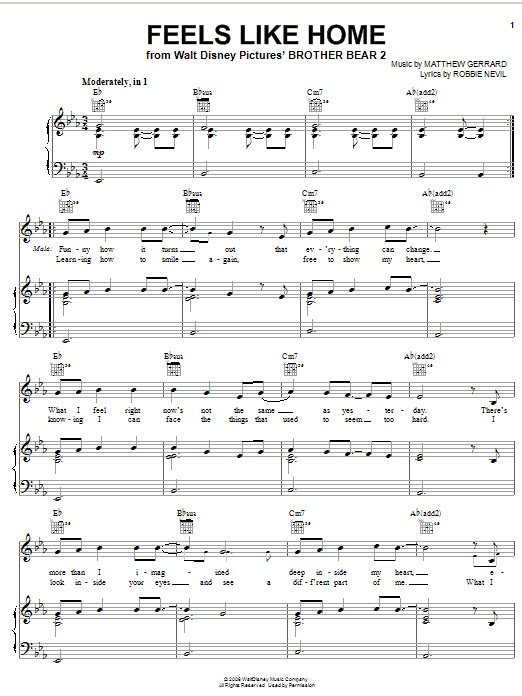 Melissa Etheridge Feels Like Home sheet music notes and chords arranged for Piano, Vocal & Guitar Chords (Right-Hand Melody)