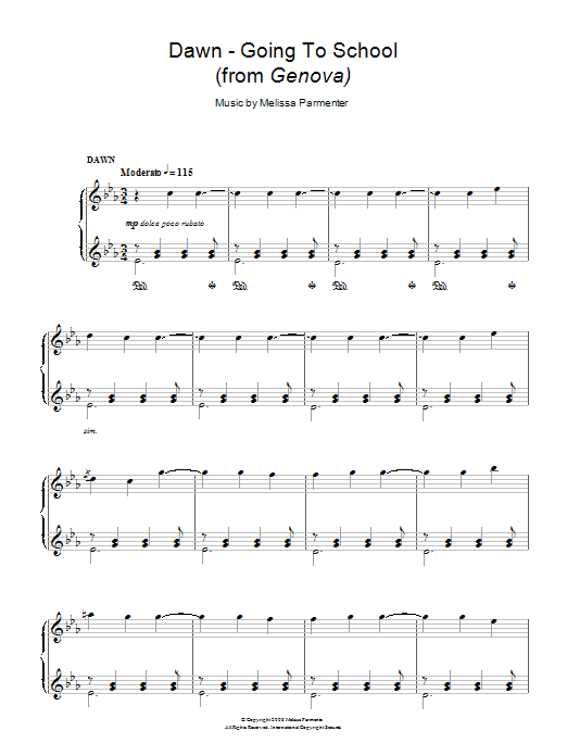 Melissa Parmenter Dawn - Going To School sheet music notes and chords arranged for Piano Solo