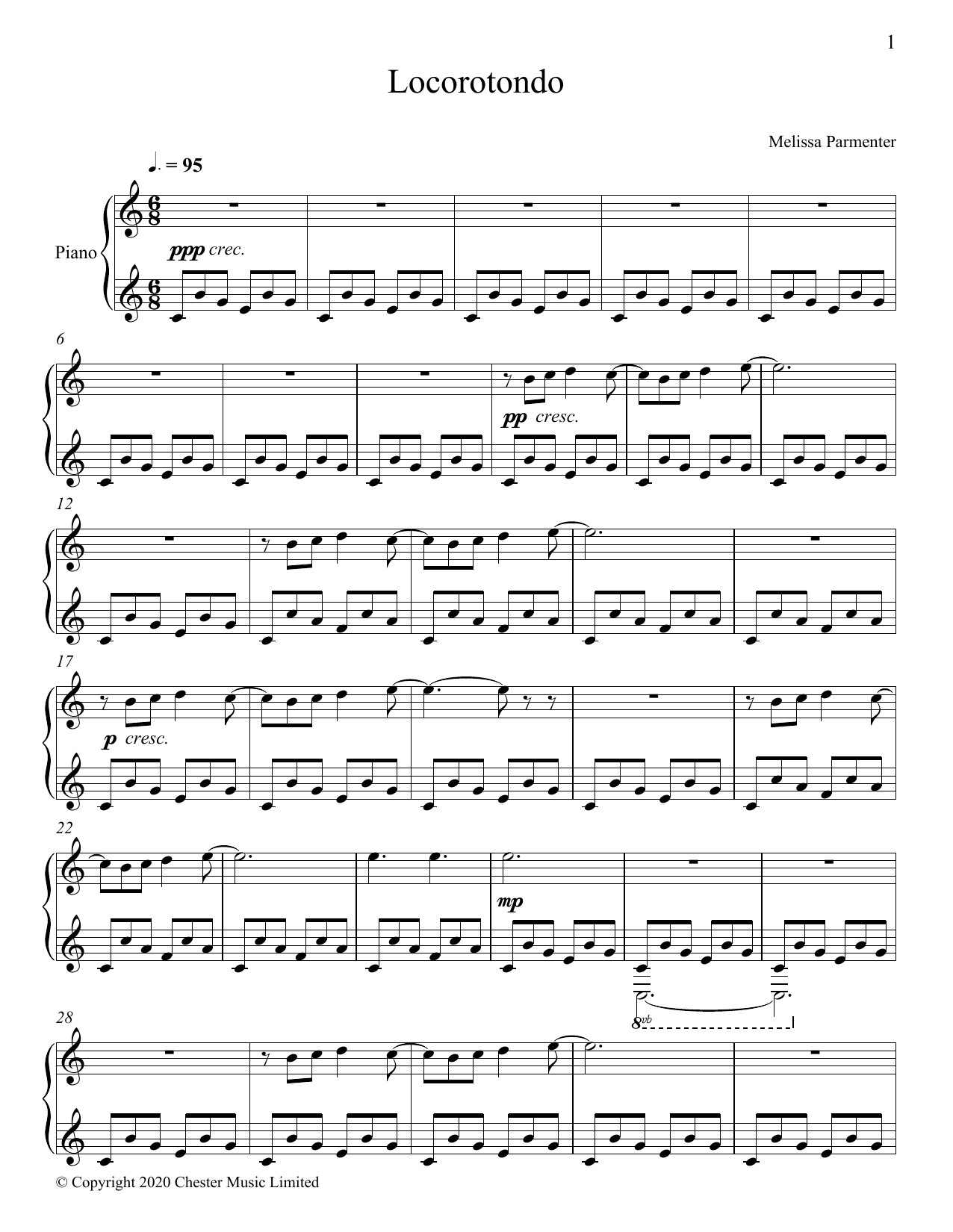 Melissa Parmenter Locorotondo sheet music notes and chords arranged for Piano Solo