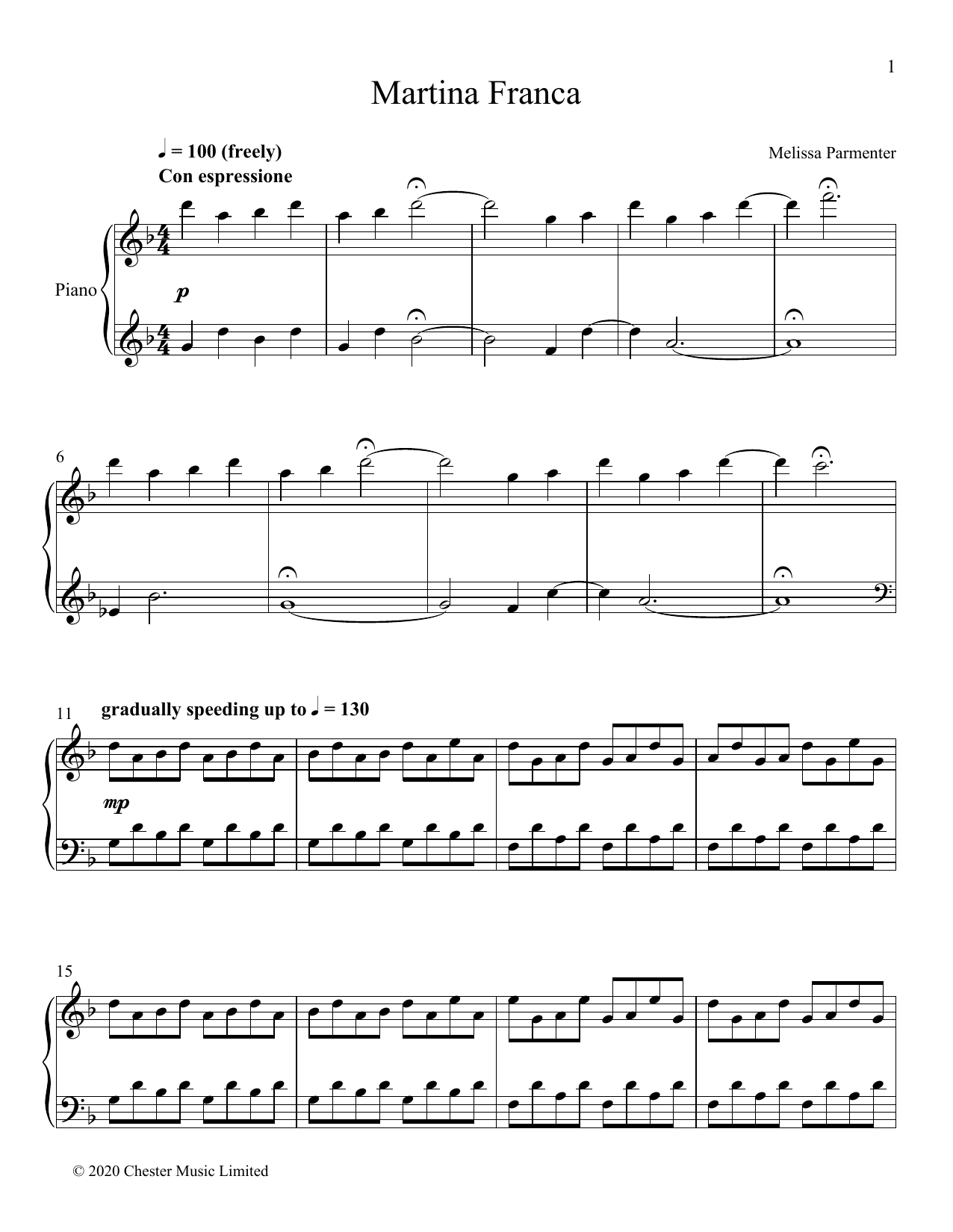 Melissa Parmenter Martina Franca sheet music notes and chords arranged for Piano Solo