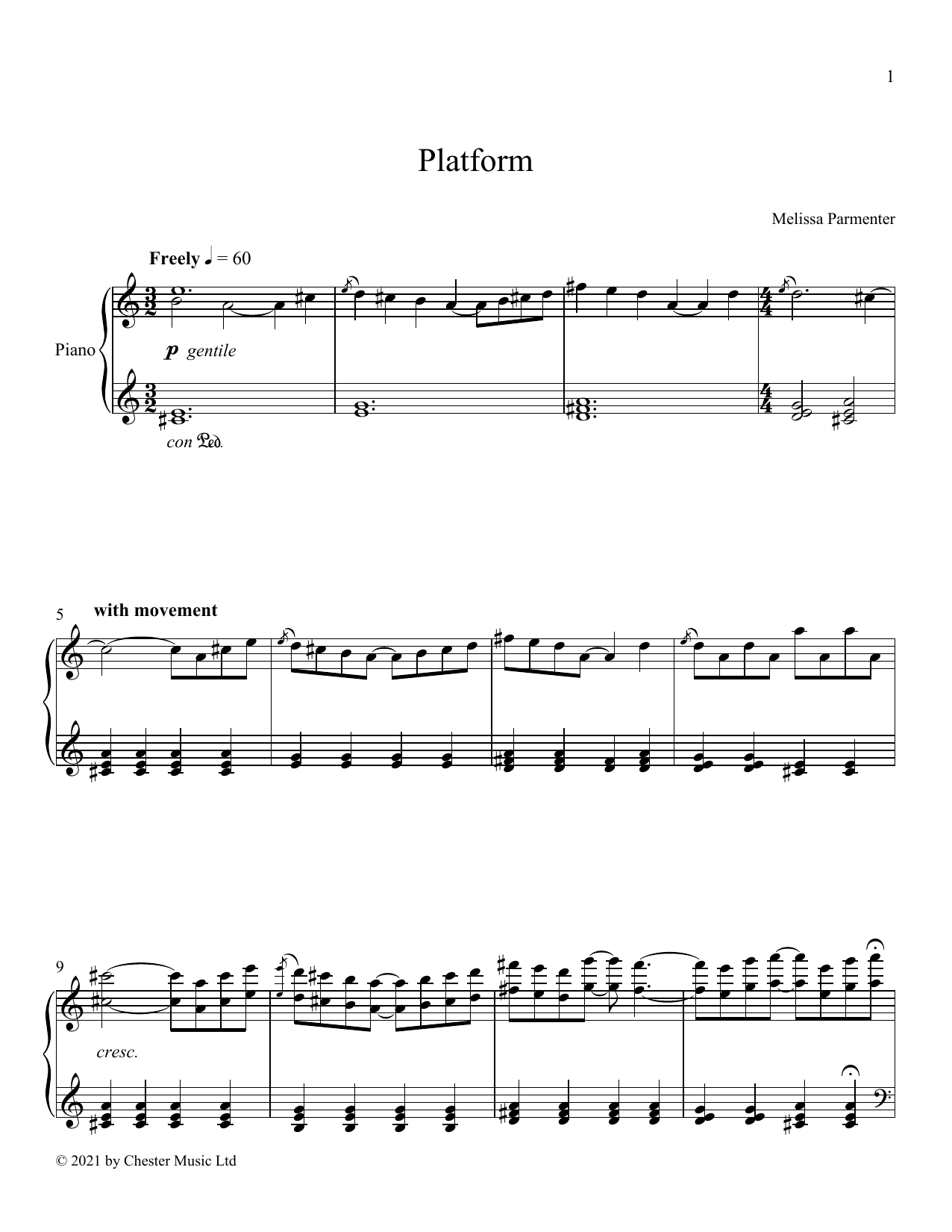 Melissa Parmenter Platform sheet music notes and chords arranged for Piano Solo