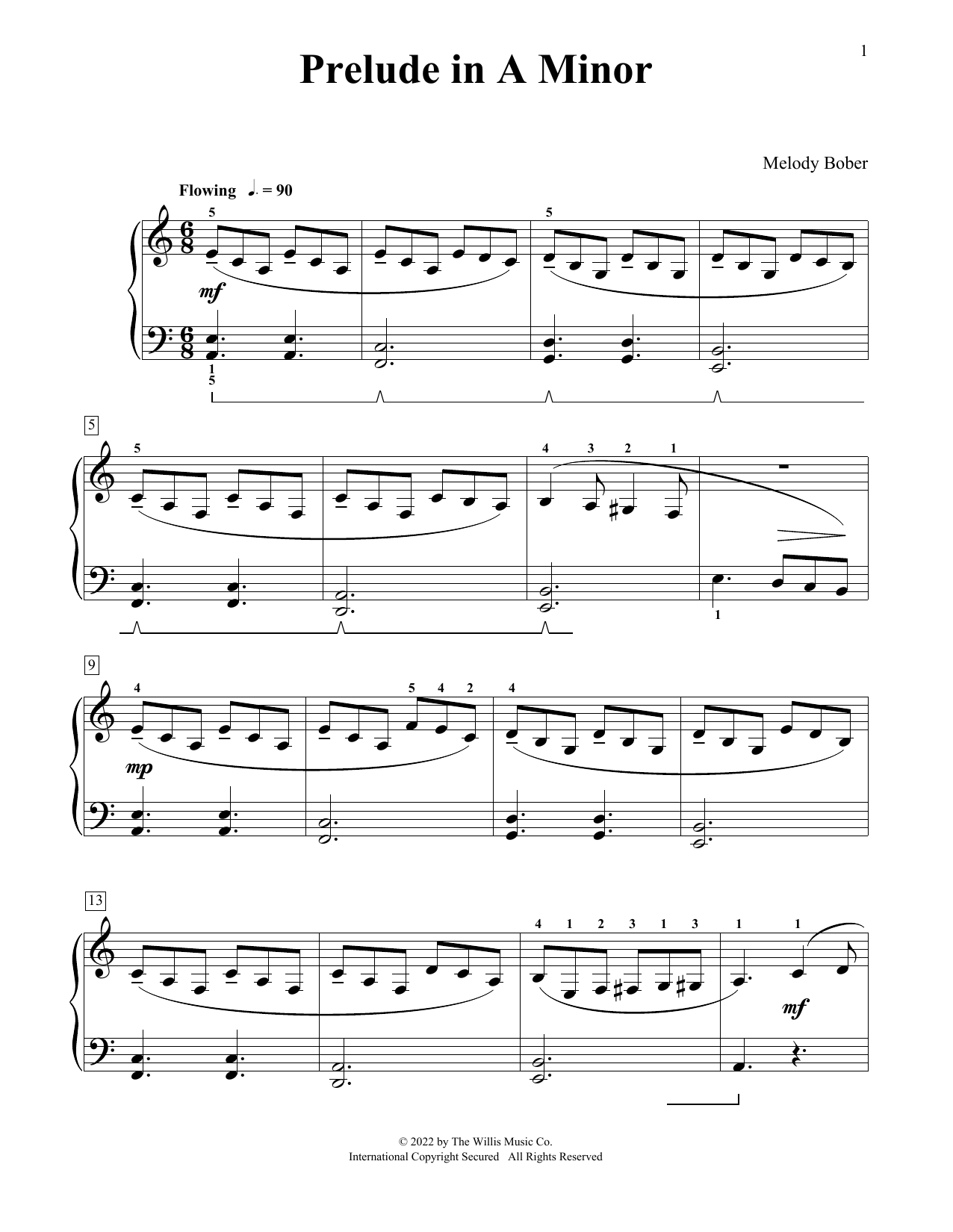 Melody Bober Prelude In A Minor sheet music notes and chords arranged for Educational Piano
