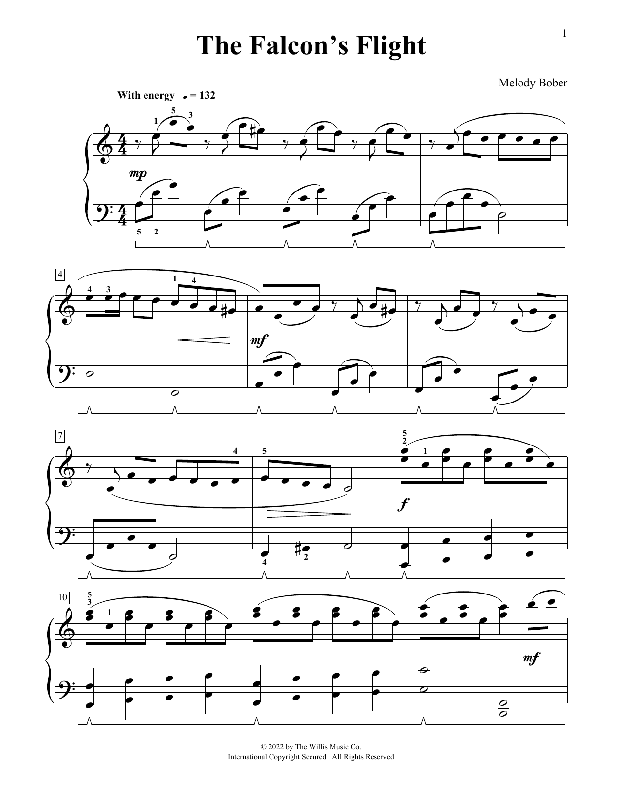 Melody Bober The Falcon's Flight sheet music notes and chords arranged for Educational Piano