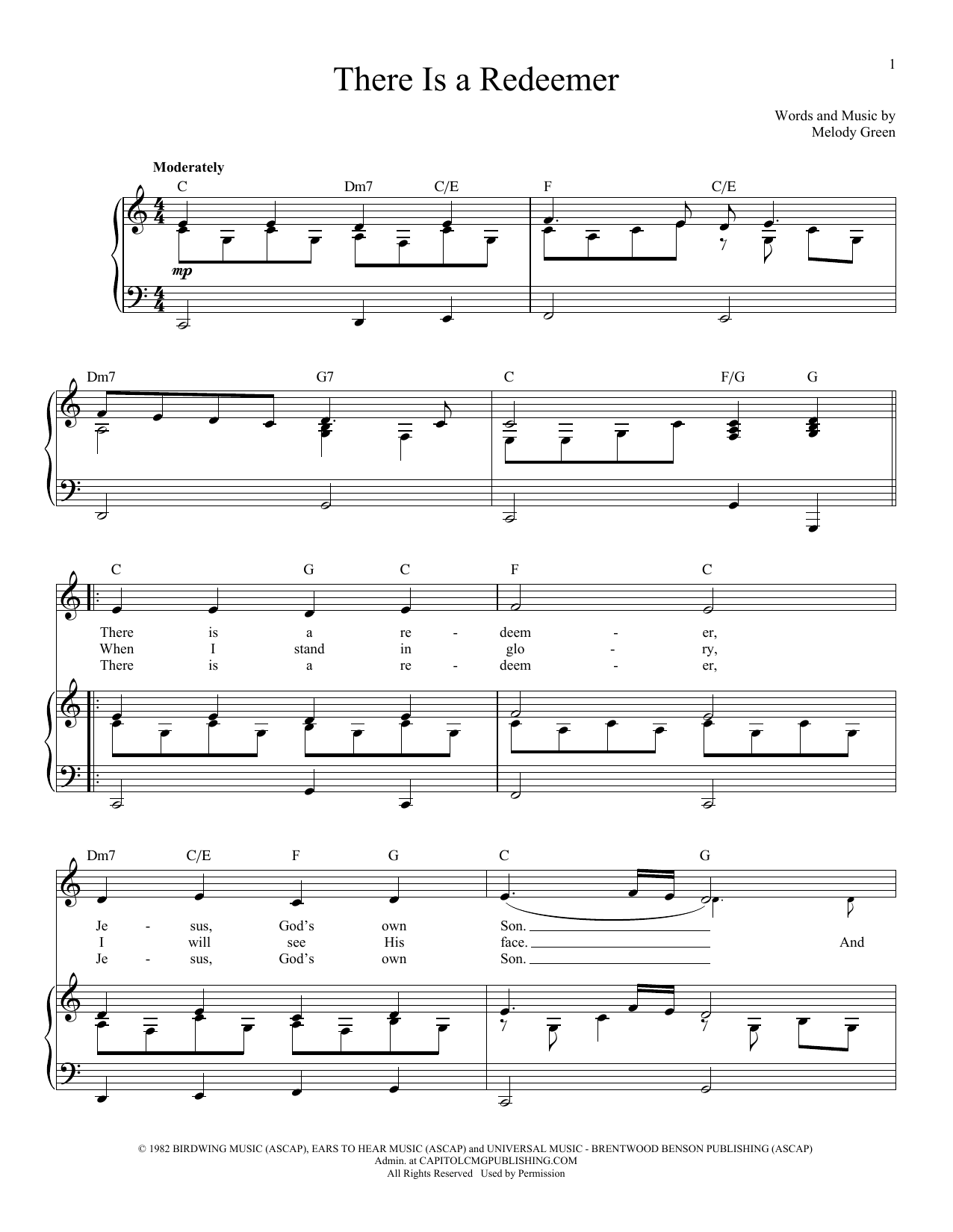 Melody Green There Is A Redeemer sheet music notes and chords arranged for Lead Sheet / Fake Book
