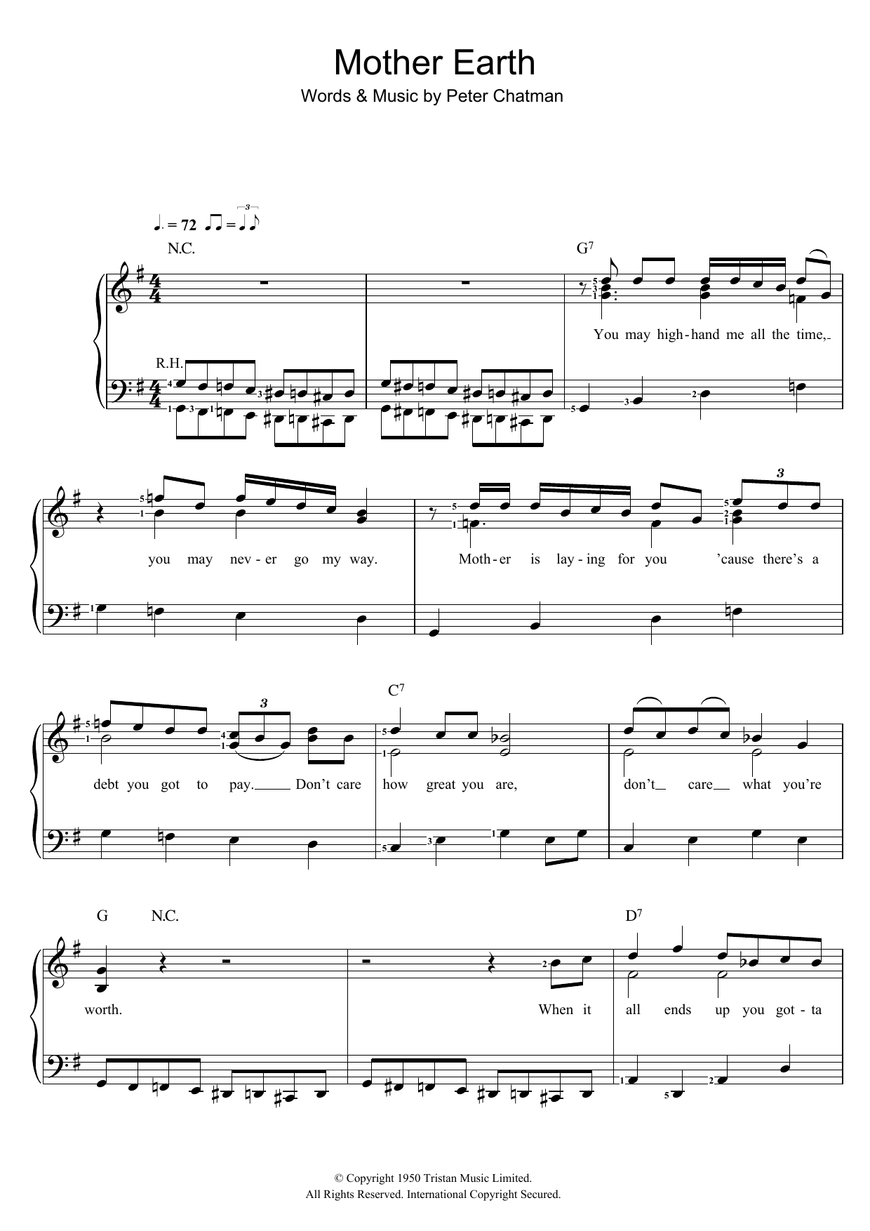 Memphis Slim Mother Earth sheet music notes and chords arranged for Piano & Vocal