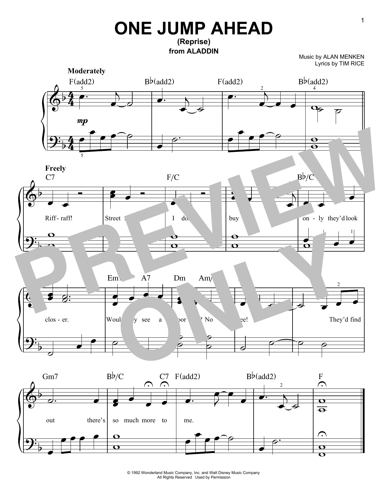Mena Massoud One Jump Ahead (Reprise) (from Disney's Aladdin) sheet music notes and chords arranged for Piano, Vocal & Guitar Chords (Right-Hand Melody)