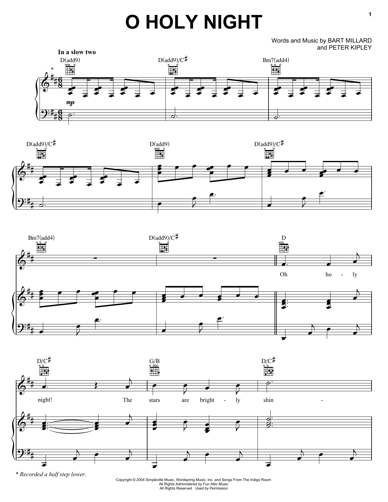 Mercy Me O Holy Night sheet music notes and chords arranged for Piano, Vocal & Guitar Chords (Right-Hand Melody)