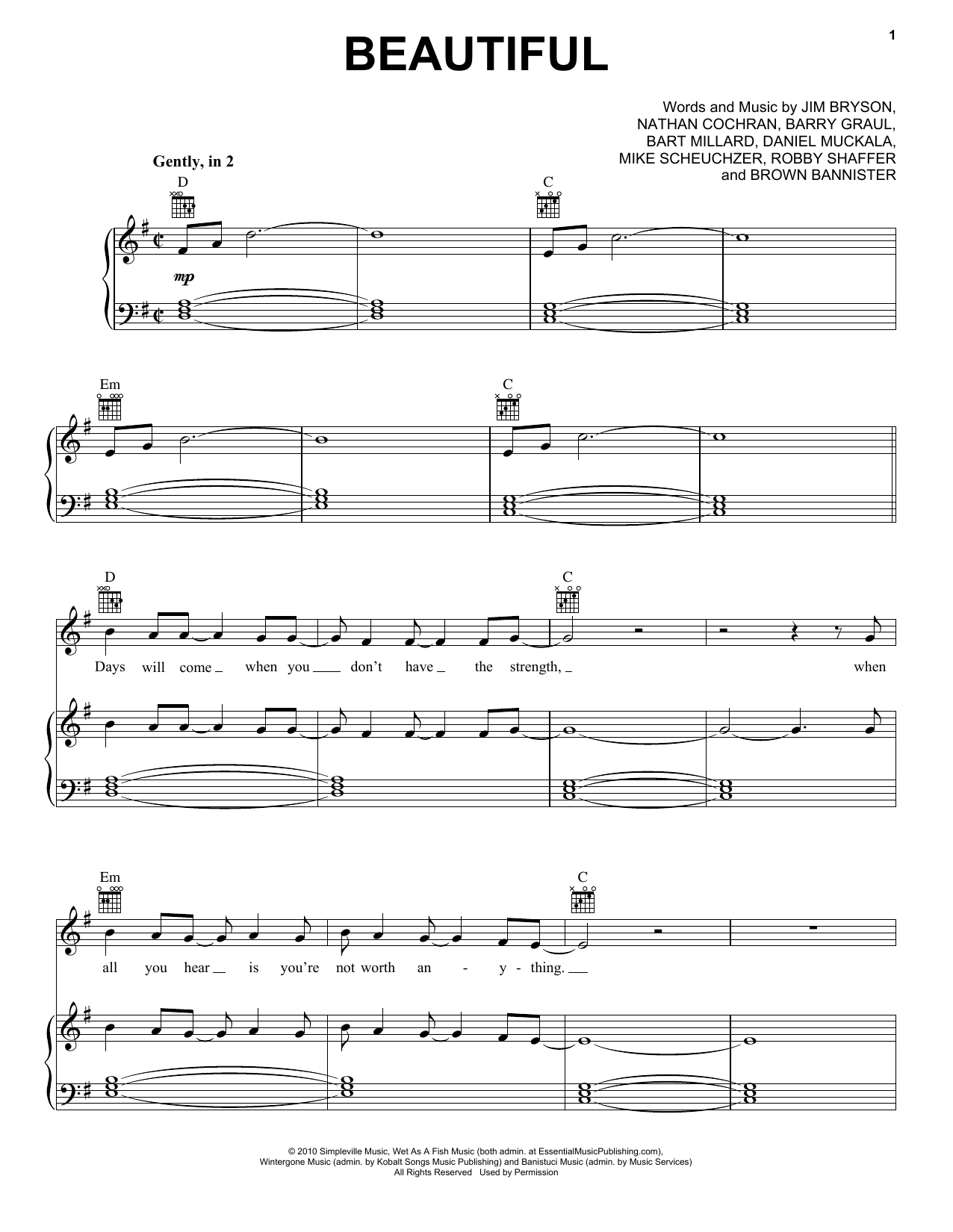 MercyMe Beautiful sheet music notes and chords arranged for Piano, Vocal & Guitar Chords (Right-Hand Melody)