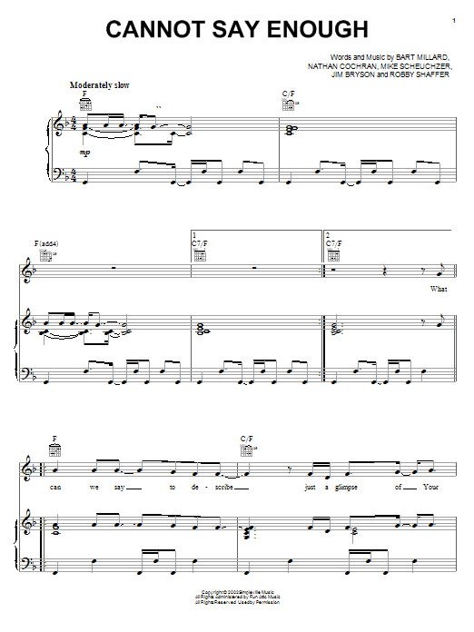 MercyMe Cannot Say Enough sheet music notes and chords arranged for Easy Piano