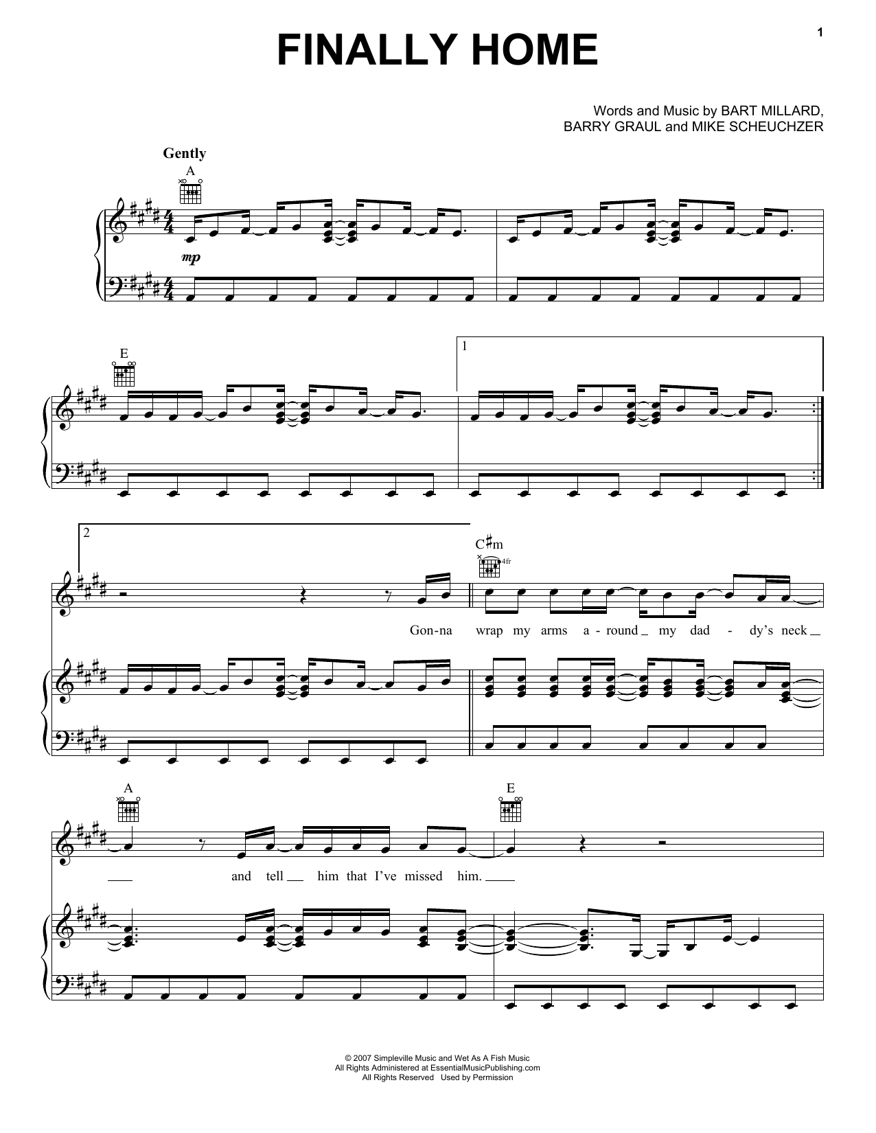MercyMe Finally Home sheet music notes and chords arranged for Piano, Vocal & Guitar Chords (Right-Hand Melody)