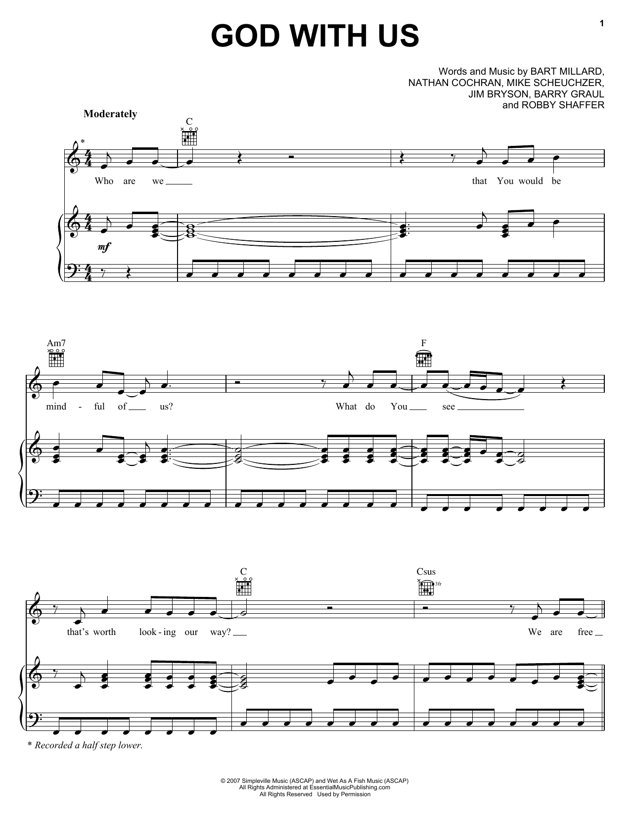 MercyMe God With Us sheet music notes and chords arranged for Piano, Vocal & Guitar Chords (Right-Hand Melody)