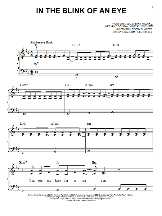 MercyMe In The Blink Of An Eye sheet music notes and chords arranged for Easy Guitar Tab