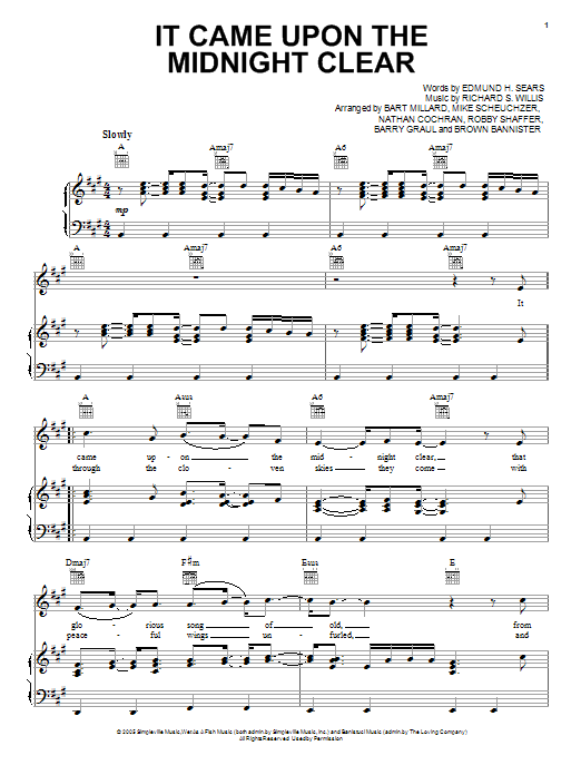 MercyMe It Came Upon A Midnight Clear sheet music notes and chords arranged for Piano, Vocal & Guitar Chords (Right-Hand Melody)