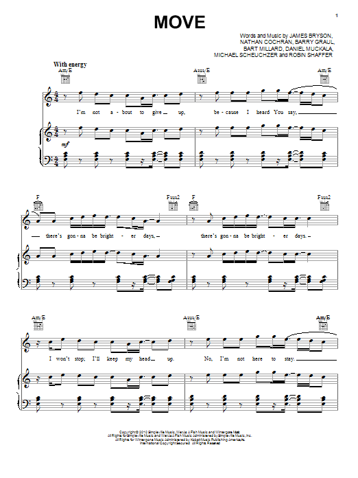 MercyMe Move sheet music notes and chords arranged for Piano, Vocal & Guitar Chords (Right-Hand Melody)