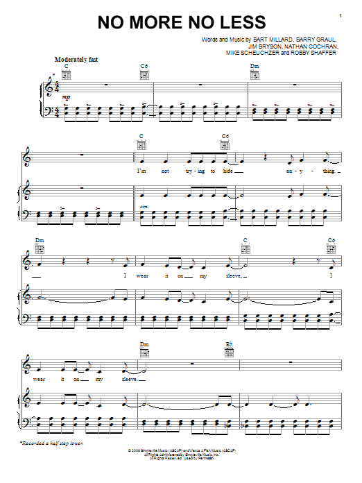 MercyMe No More No Less sheet music notes and chords arranged for Piano, Vocal & Guitar Chords (Right-Hand Melody)