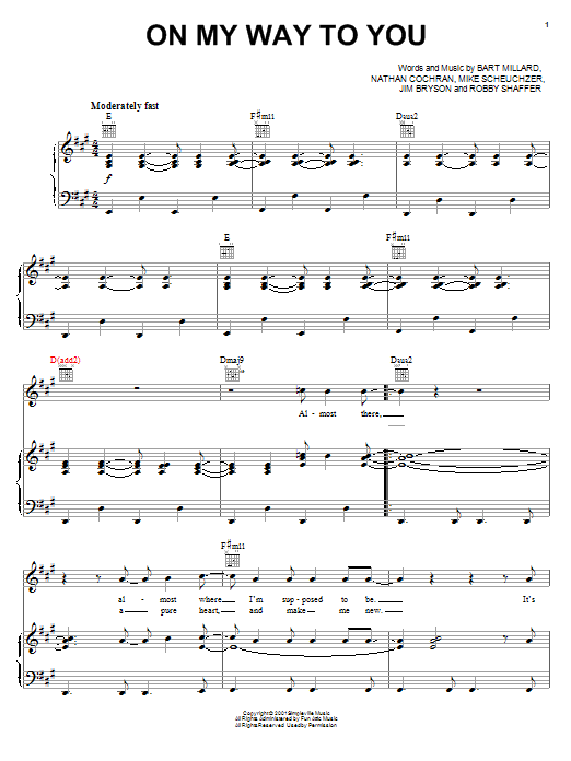 MercyMe On My Way To You sheet music notes and chords arranged for Piano, Vocal & Guitar Chords (Right-Hand Melody)