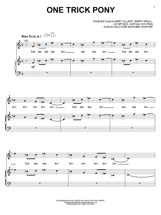 MercyMe One Trick Pony sheet music notes and chords arranged for Piano, Vocal & Guitar Chords (Right-Hand Melody)