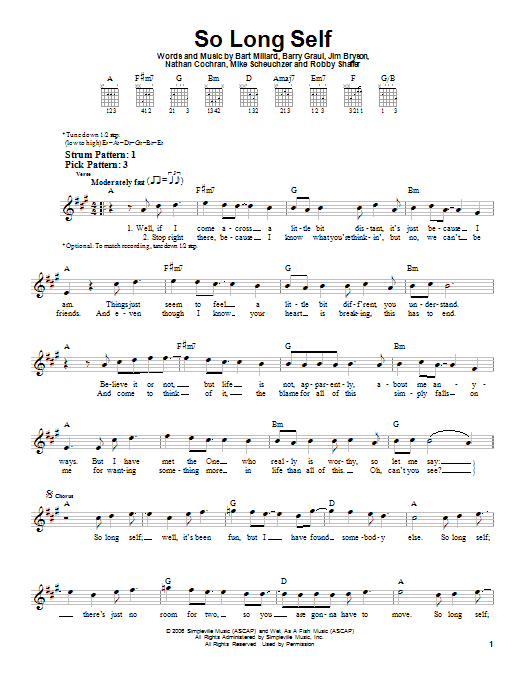 MercyMe So Long Self sheet music notes and chords arranged for Easy Guitar Tab