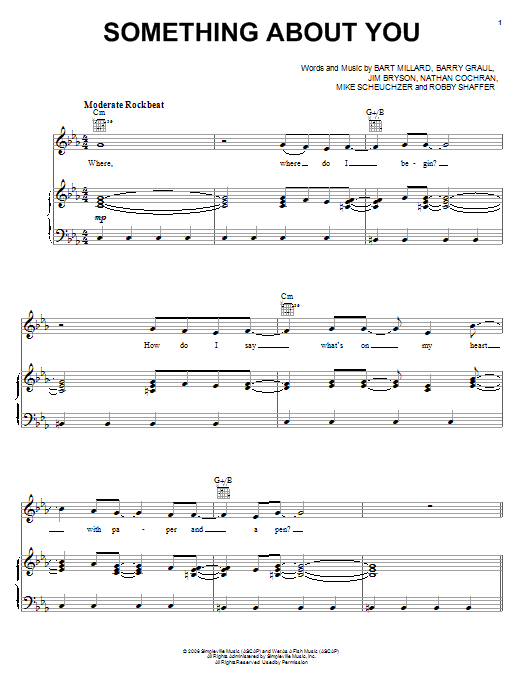 MercyMe Something About You sheet music notes and chords arranged for Piano, Vocal & Guitar Chords (Right-Hand Melody)