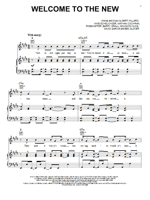 MercyMe Welcome To The New sheet music notes and chords arranged for Piano, Vocal & Guitar Chords (Right-Hand Melody)