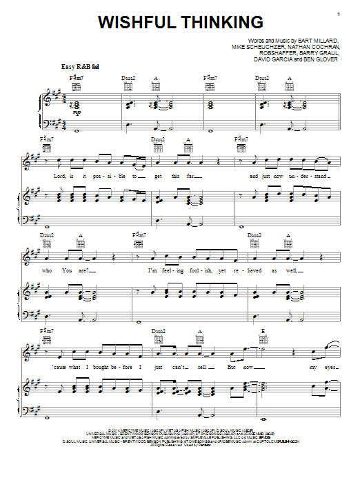 MercyMe Wishful Thinking sheet music notes and chords arranged for Piano, Vocal & Guitar Chords (Right-Hand Melody)