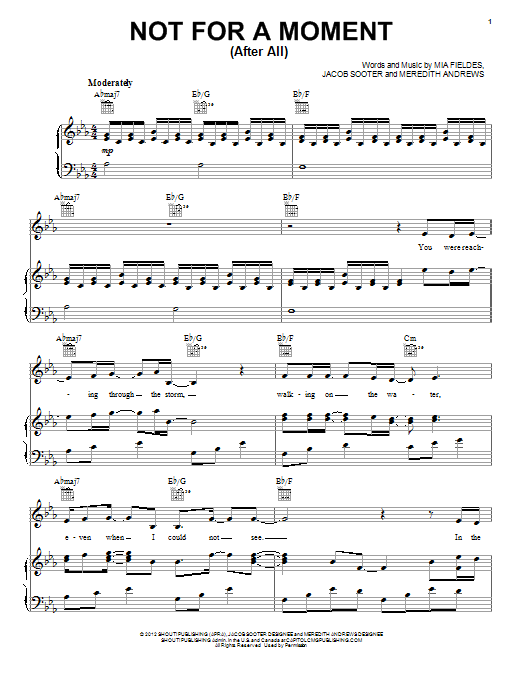 Meredith Andrews Not For A Moment (After All) sheet music notes and chords arranged for Piano, Vocal & Guitar Chords (Right-Hand Melody)